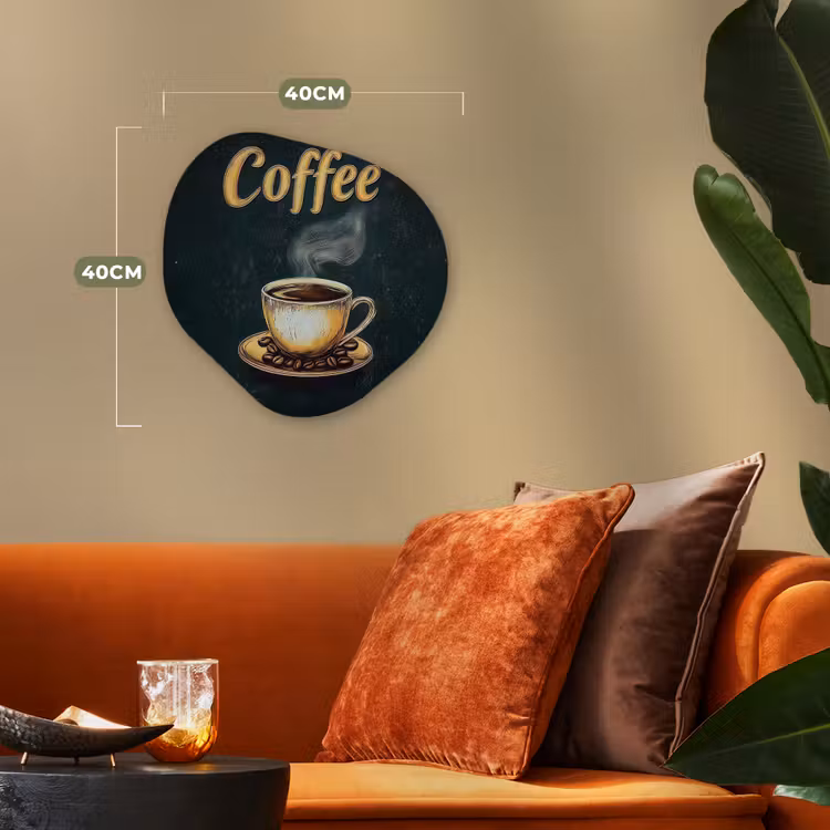 Organisch schilderij – Koffie - Schotel - Koffiebonen - Retro — 4