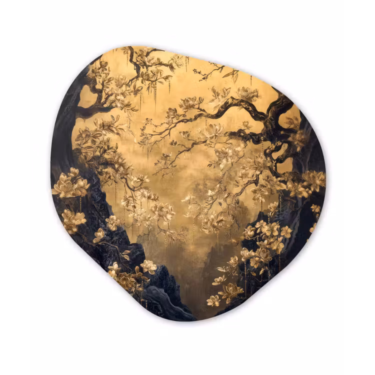 Organische vorm - schilderij - Aluminium - Bloemen - Takken - Goud - Sierlijk — 1