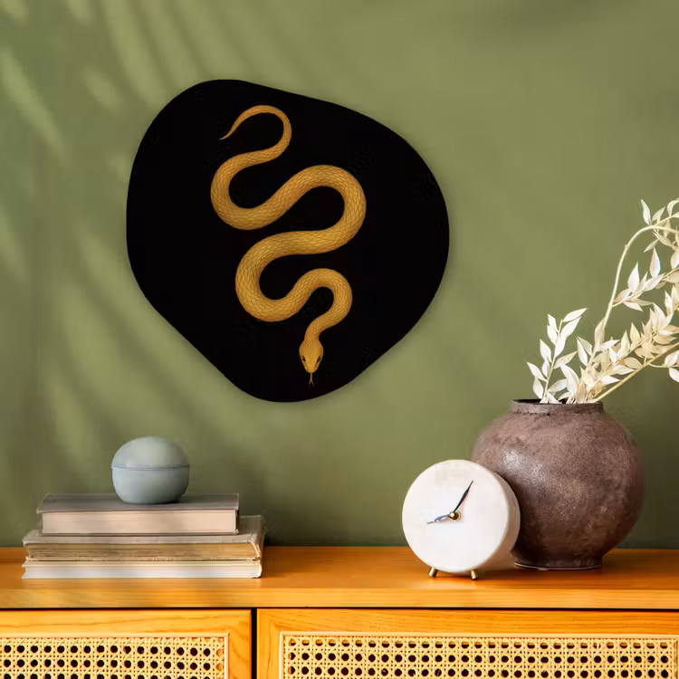 Organisch schilderij – Slang - Minimalistisch - Goud — 2