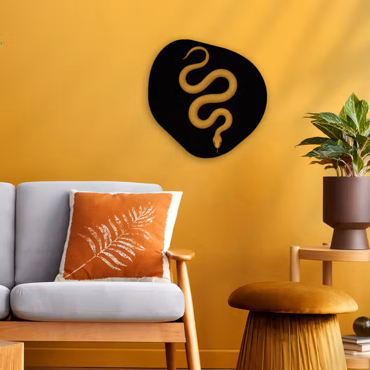 Organisch schilderij – Slang - Minimalistisch - Goud — 3
