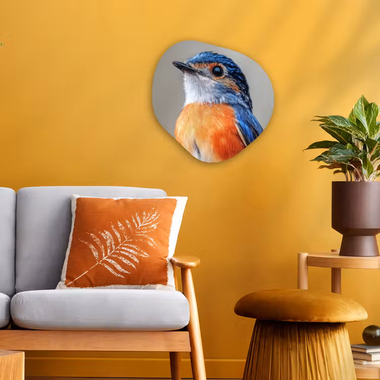 Organisch schilderij – Kleurrijk - Vogeltje - Veren - Blauw — 3