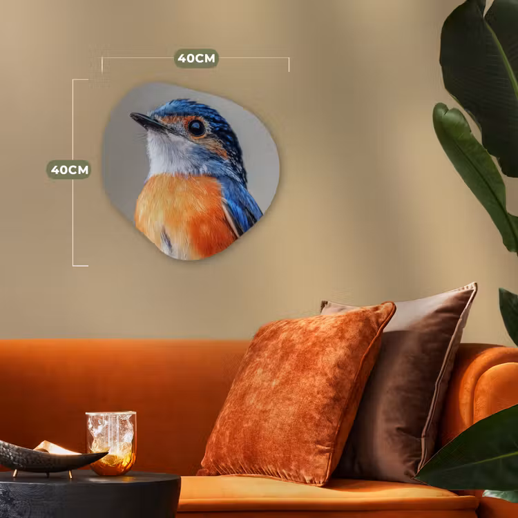 Organisch schilderij – Kleurrijk - Vogeltje - Veren - Blauw — 4