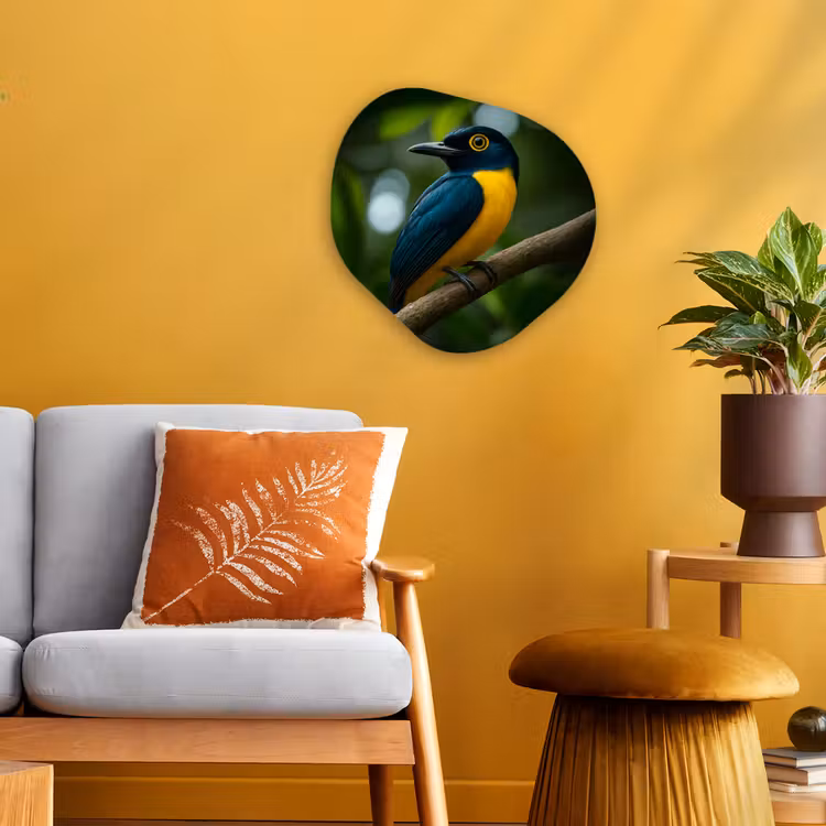 Organisch schilderij – Vogel - Tak - Geel - Bladeren — 3