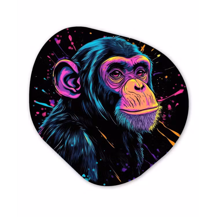 Organische vorm - schilderij - Aluminium - Aap - Verf - Neon - Kleur — 1