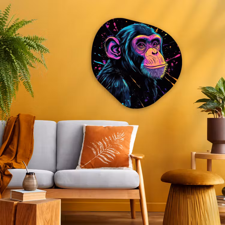 Organische vorm - schilderij - Aluminium - Aap - Verf - Neon - Kleur — 3