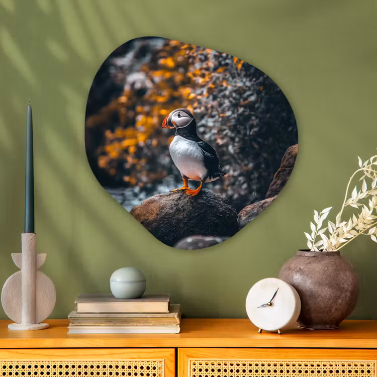 Organische vorm - schilderij - Aluminium - Papegaai - Vogel - Rots - Wit — 2
