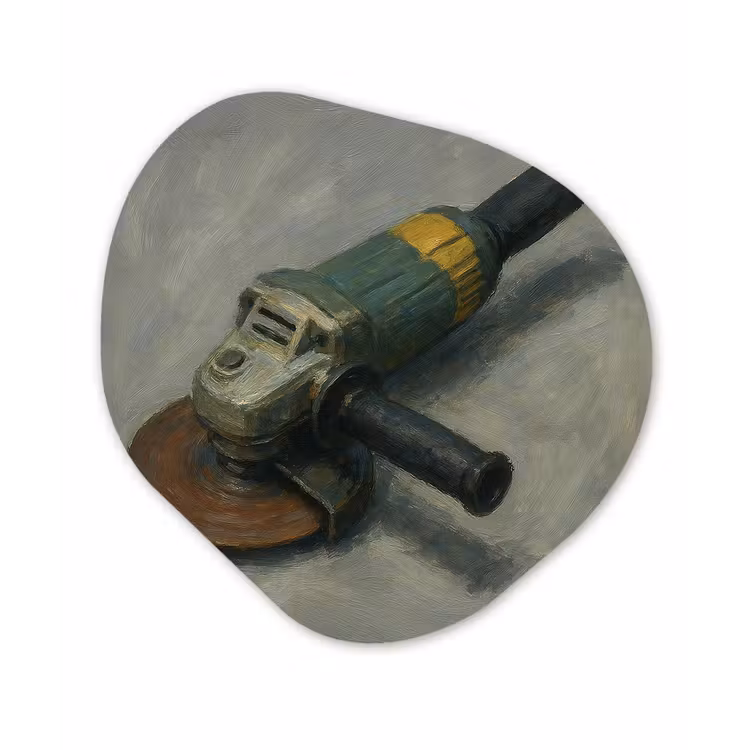 Organische vorm - Aluminium - Haakse slijper - Schilderij - Gereedschap — 1