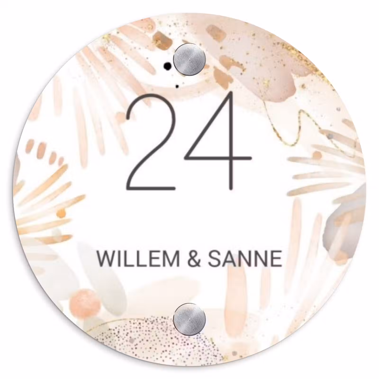 Naambordje voordeur - Rond - Abstract beige - Klassiek — 1