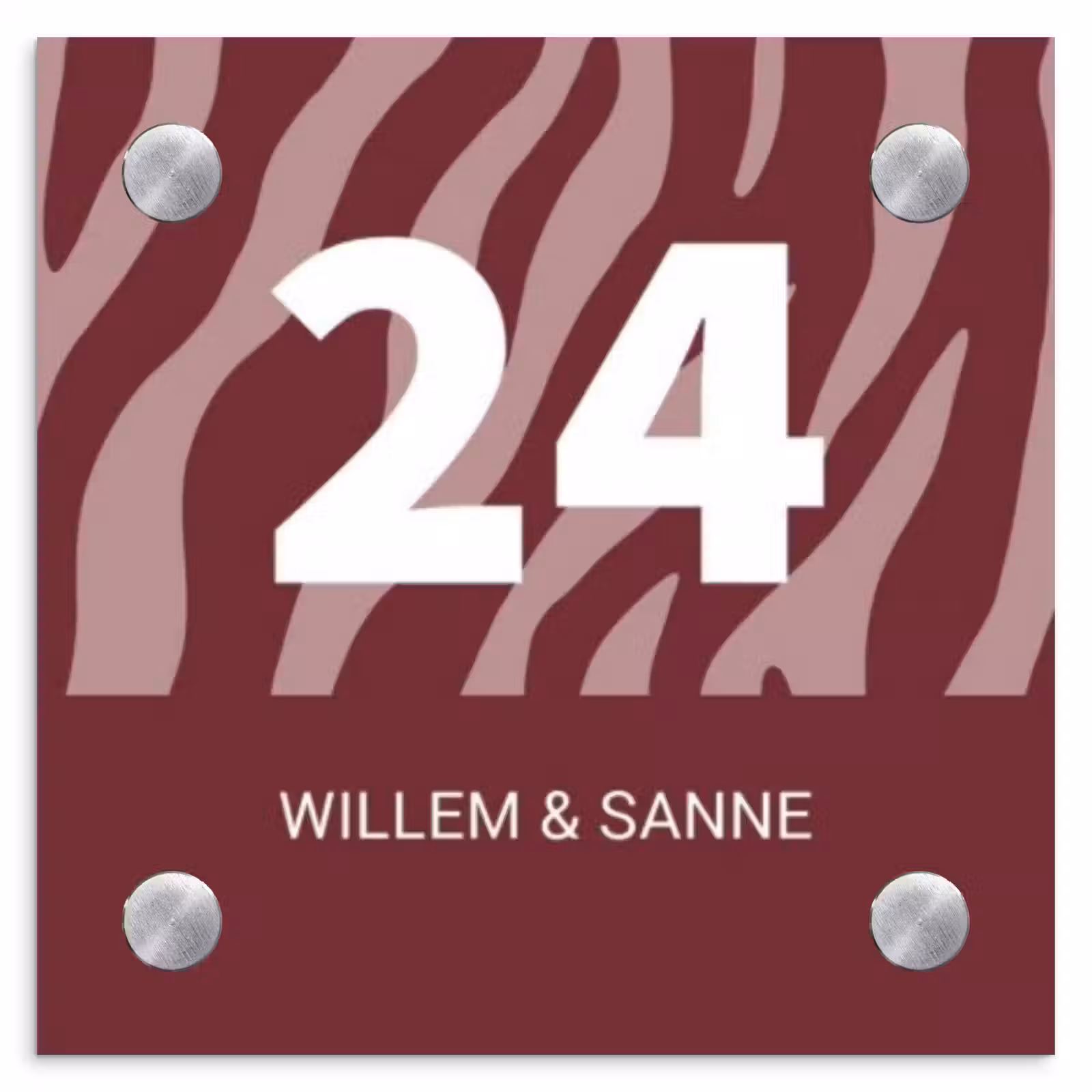 Naambordje voordeur - Vierkant - Bordeaux zebra - Klassiek — 1