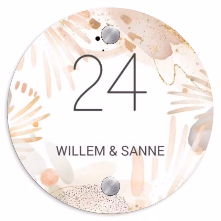 Naambordje voordeur - Rond - Abstract beige - Klassiek — 1