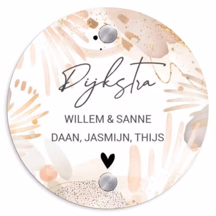 Naambordje voordeur - Rond - Abstract beige - Sierlijk — 1