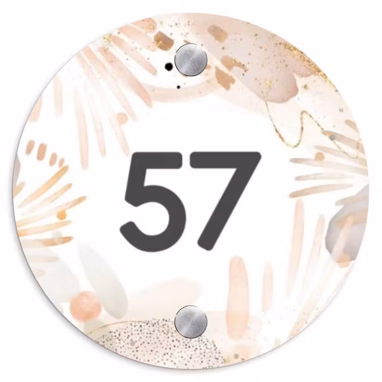 Naambordje voordeur - Rond - Abstract beige - Traditioneel — 1