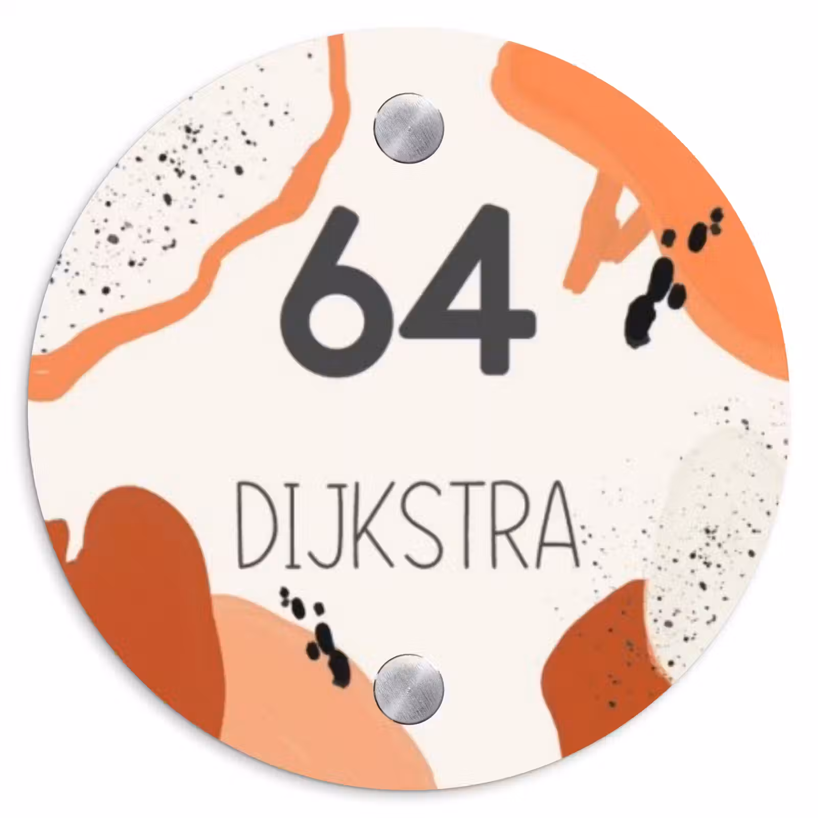 Naambordje voordeur - Rond - Abstract oranje - Modern — 1