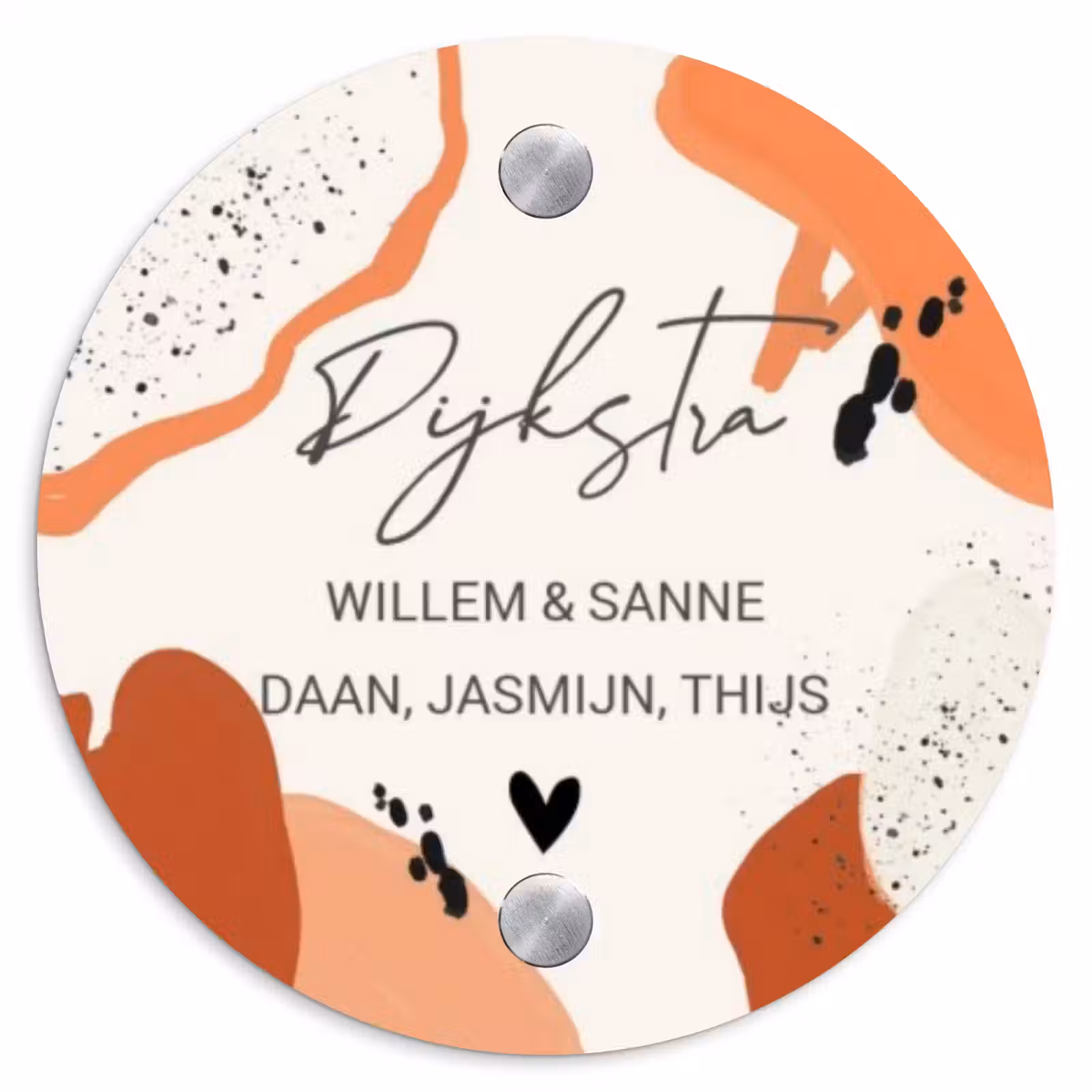 Naambordje voordeur - Rond - Abstract oranje - Sierlijk — 1