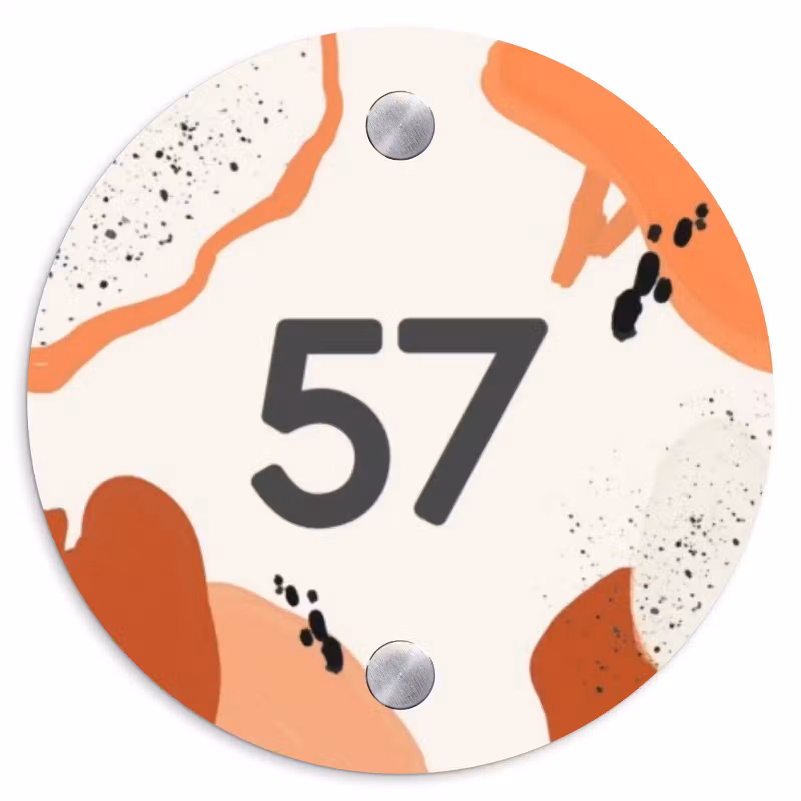 Naambordje voordeur - Rond - Abstract oranje - Traditioneel — 1