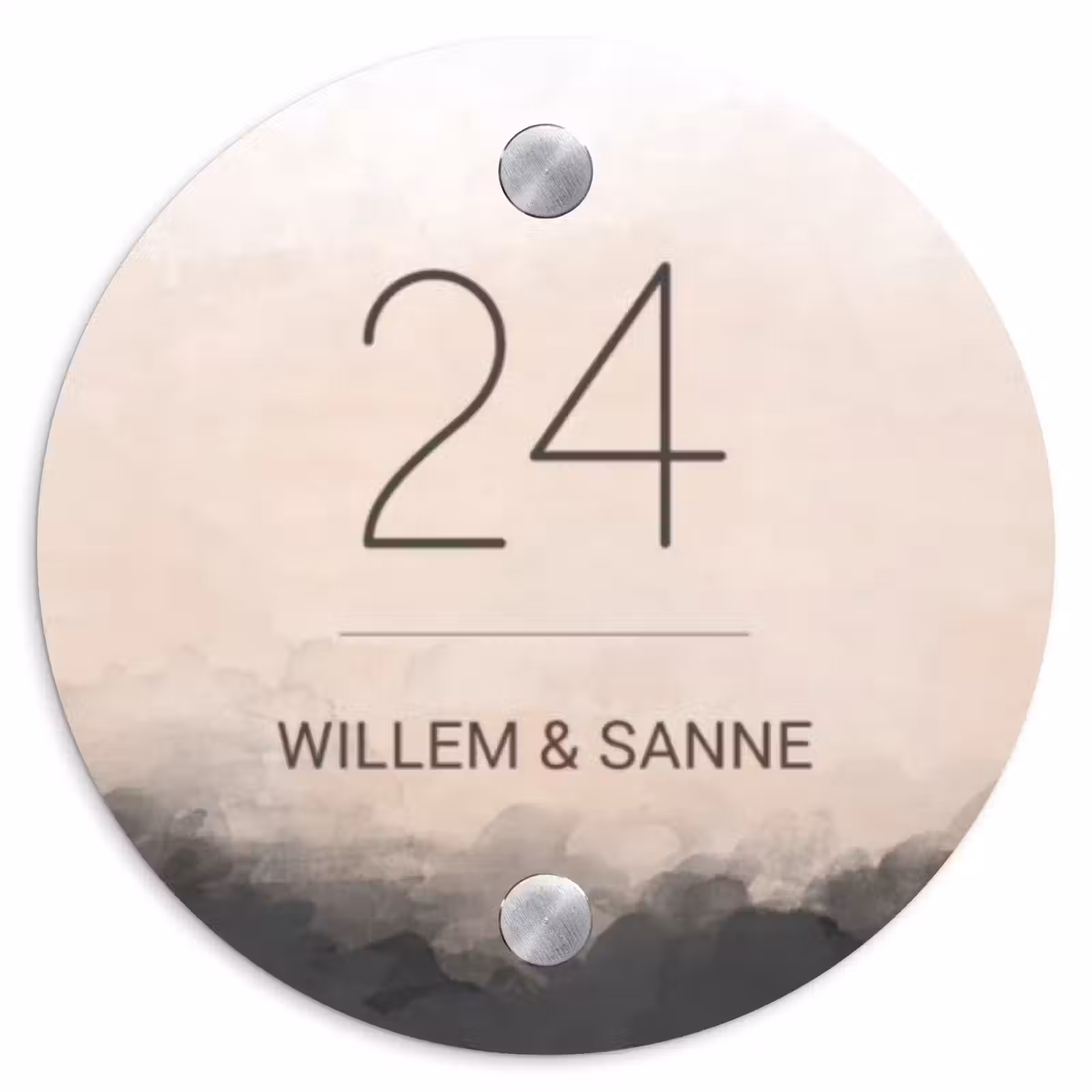 Naambordje voordeur - Rond - Aquarel - Beige - Klassiek — 1
