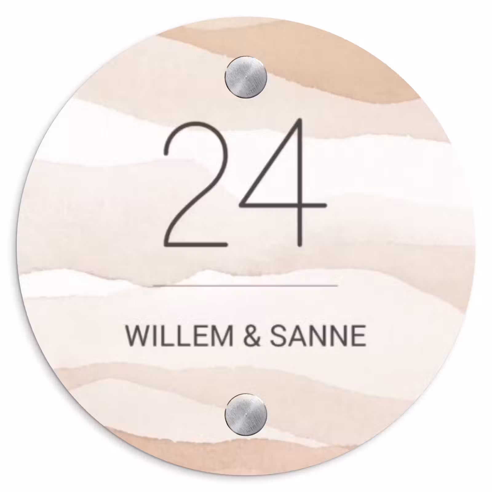 Naambordje voordeur - Rond - Beige lagen - Klassiek — 1