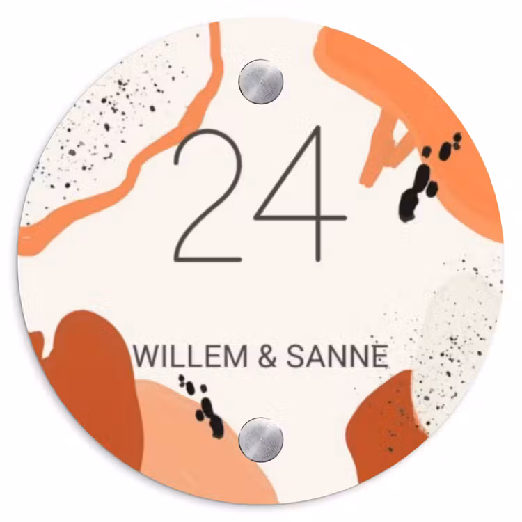 Naambordje voordeur - Rond - Abstract oranje - Klassiek — 1