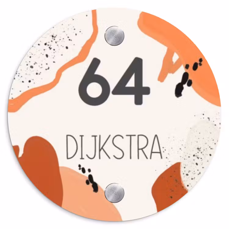 Naambordje voordeur - Rond - Abstract oranje - Modern — 1