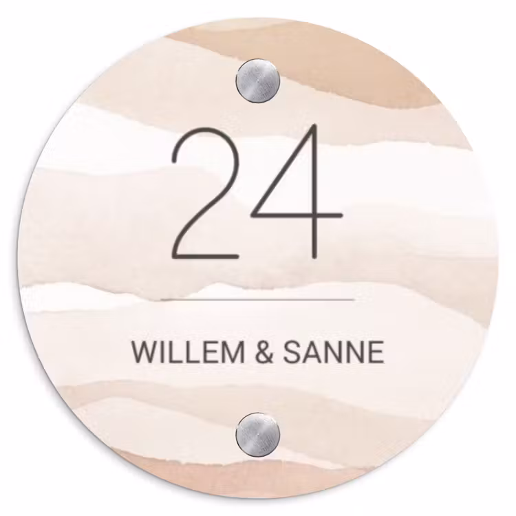 Naambordje voordeur - Rond - Beige lagen - Klassiek — 1