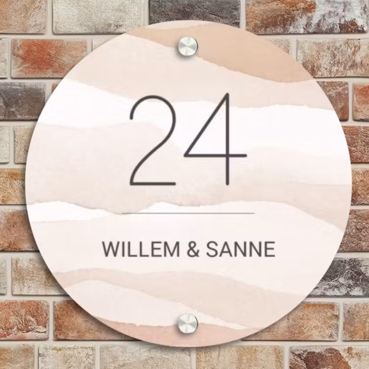 Naambordje voordeur - Rond - Beige lagen - Klassiek — 4