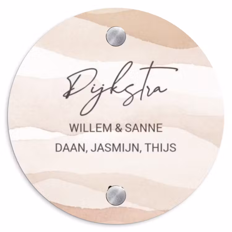 Naambordje voordeur - Rond - Beige lagen - Sierlijk — 1