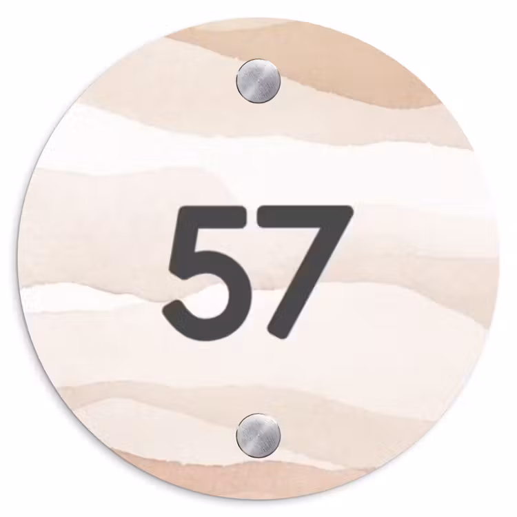Naambordje voordeur - Rond - Beige lagen - Traditioneel — 1