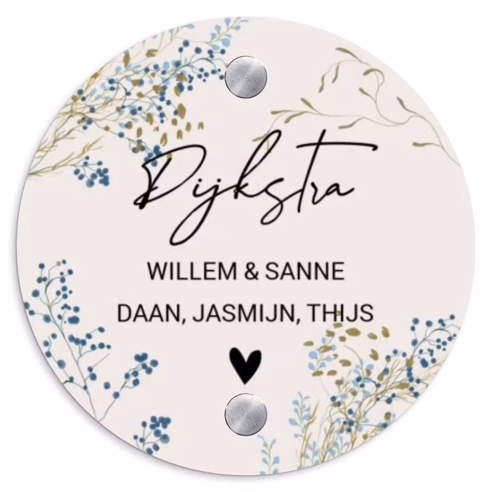 Naambordje voordeur - Rond - Bloemen - Beige - Sierlijk — 1