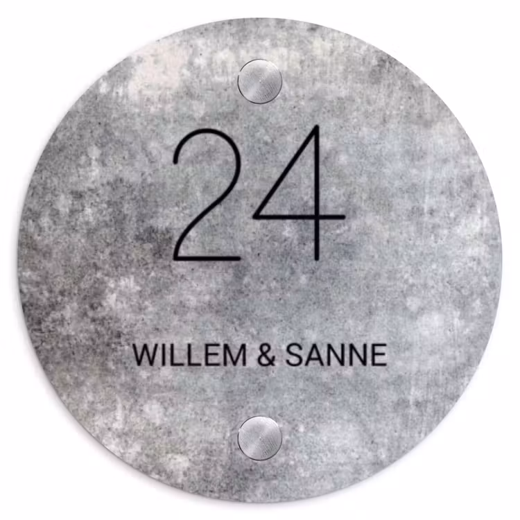 Naambordje voordeur - Rond - Beton - Klassiek — 1