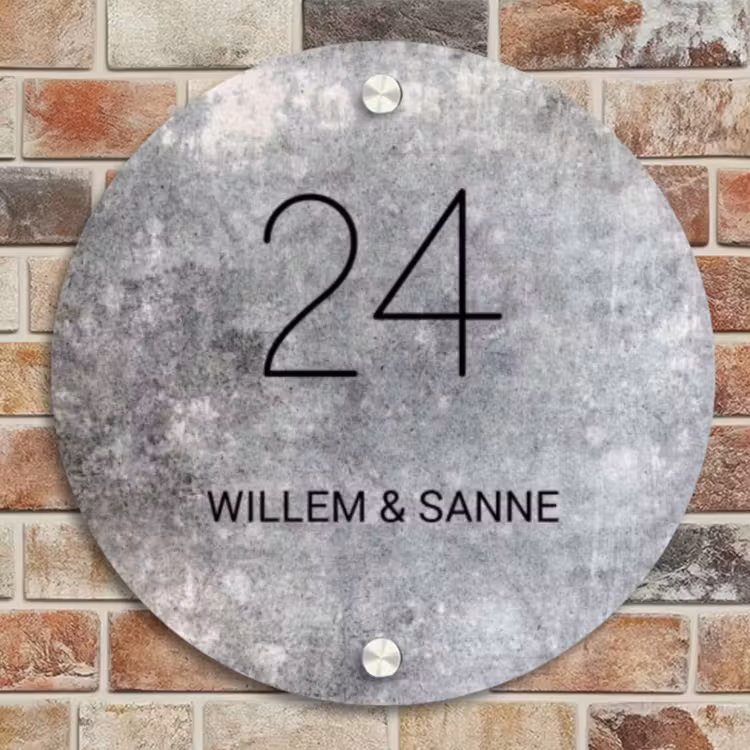 Naambordje voordeur - Rond - Beton - Klassiek — 4