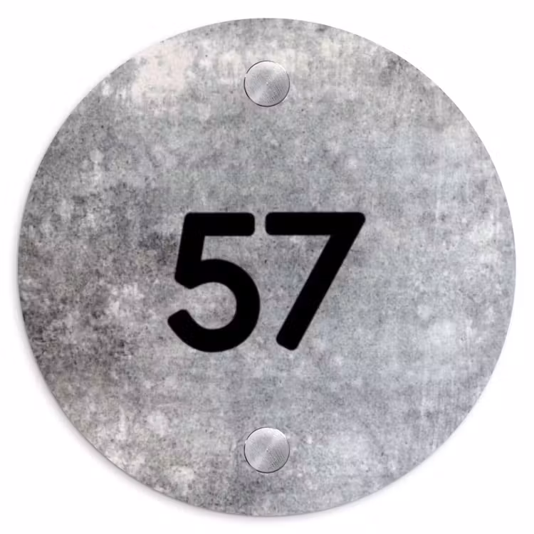 Naambordje voordeur - Rond - Beton - Traditioneel — 1