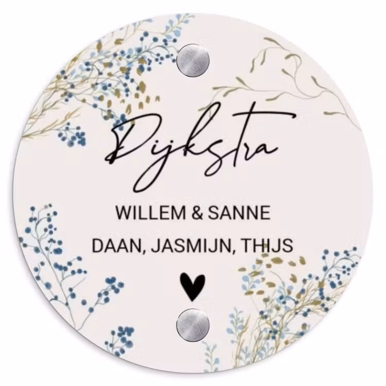 Naambordje voordeur - Rond - Bloemen - Beige - Sierlijk — 1