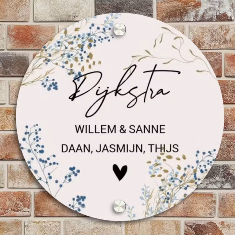 Naambordje voordeur - Rond - Bloemen - Beige - Sierlijk — 4