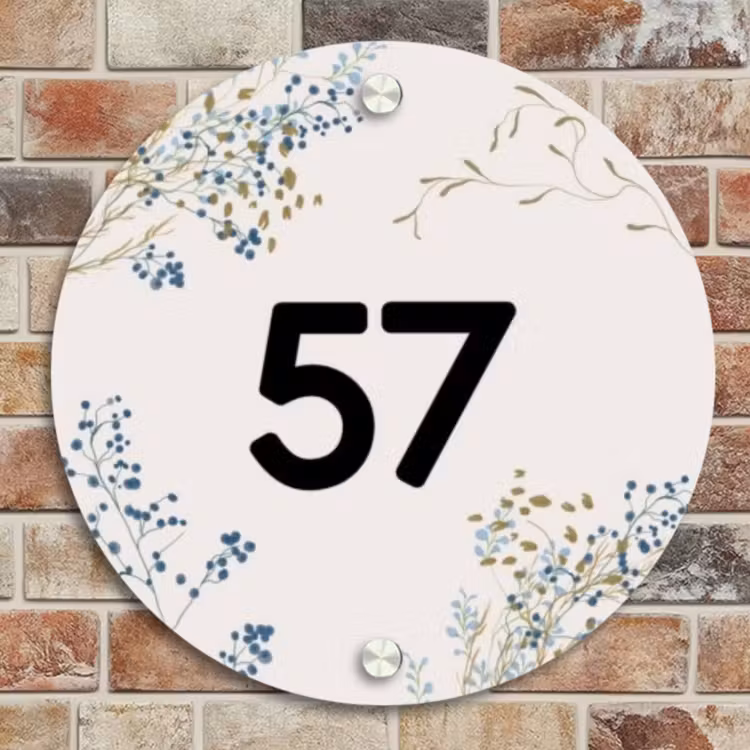 Naambordje voordeur - Rond - Bloemen - Beige - Traditioneel — 4