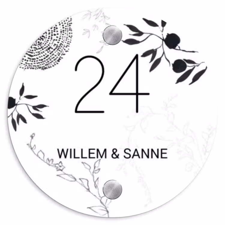 Naambordje voordeur - Rond - Botanisch - Klassiek — 1