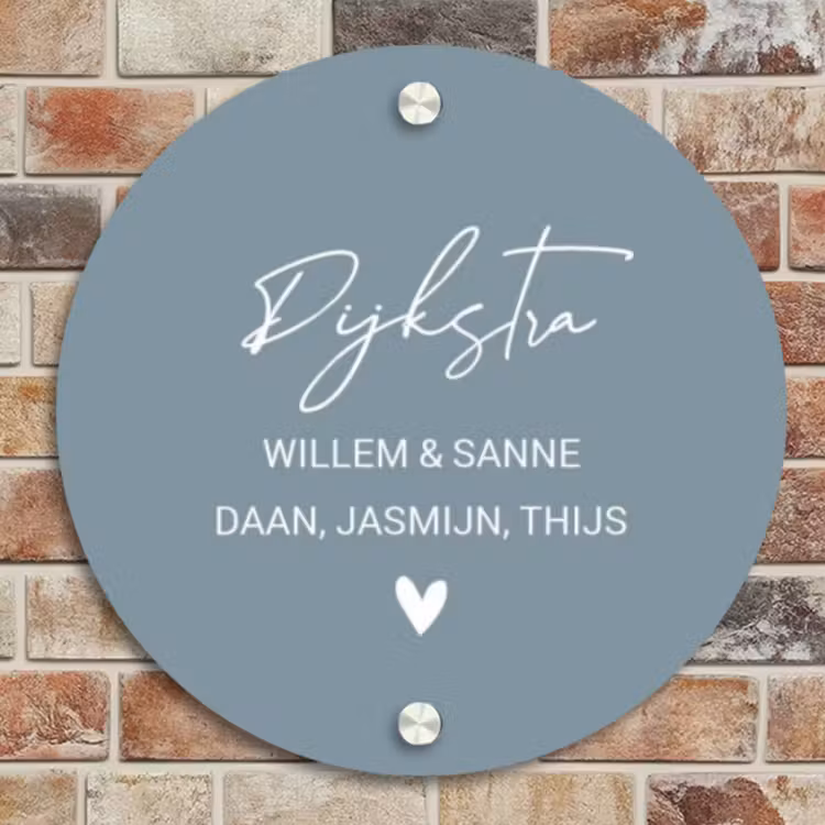 Naambordje voordeur - Rond - Effen blauwgrijs - Sierlijk — 4