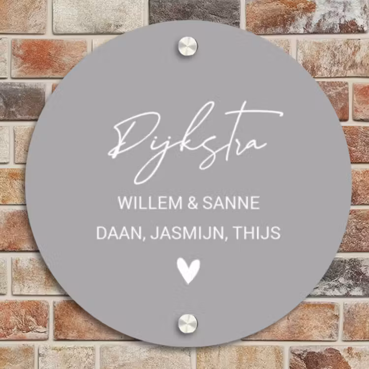 Naambordje voordeur - Rond - Effen lichtgrijs - Sierlijk — 4