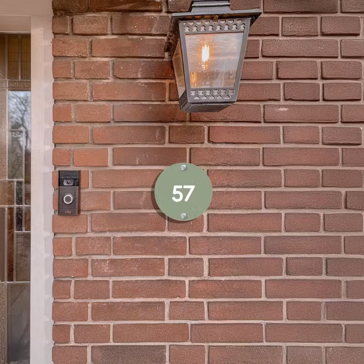 Naambordje voordeur - Rond - Effen olijfgroen - Traditioneel — 5