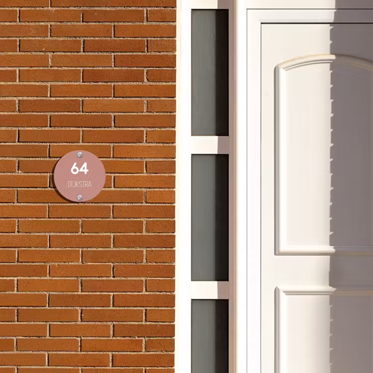 Naambordje voordeur - Rond - Effen oudroze - Modern — 3