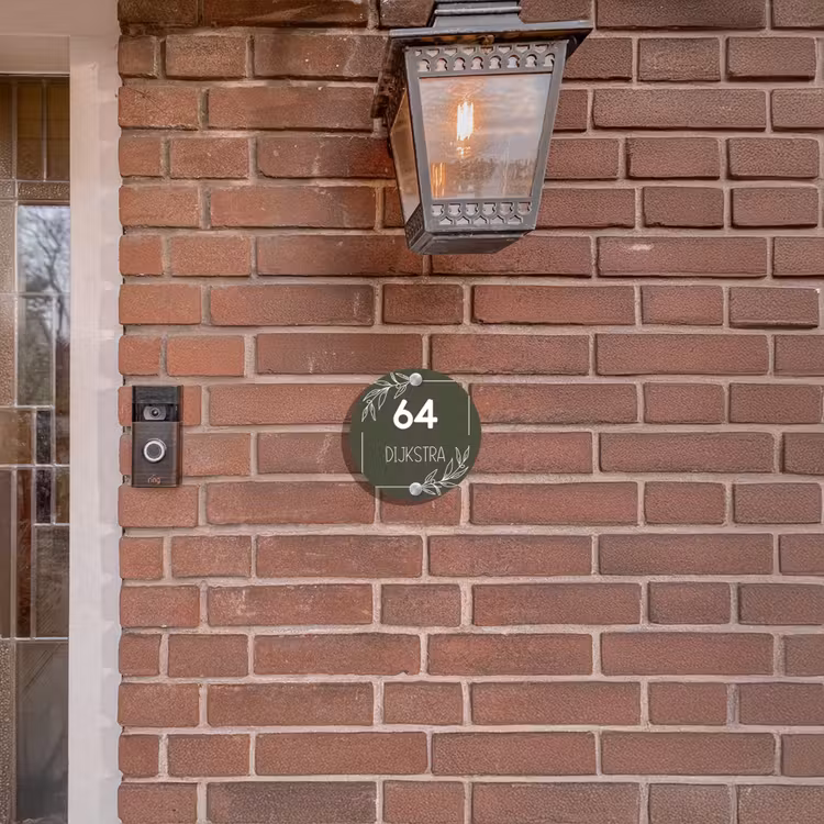 Naambordje voordeur - Rond - Olijfgroen - Modern — 5