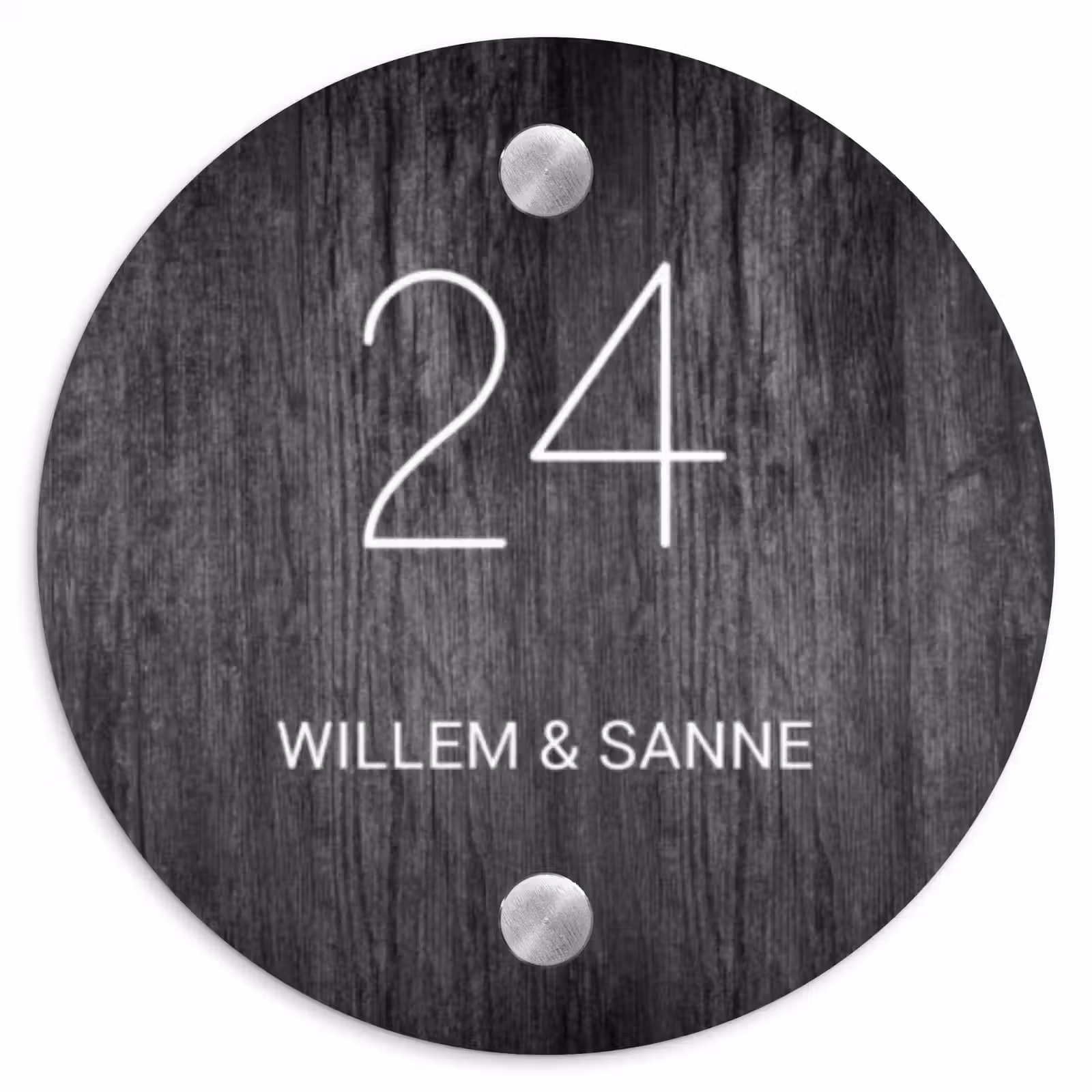 Naambordje voordeur - Rond - Donker hout - Klassiek — 1