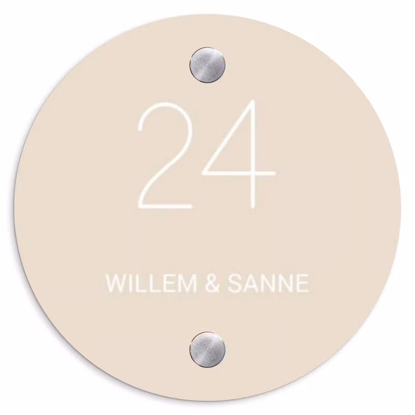 Naambordje voordeur - Rond - Effen - Beige - Klassiek — 1