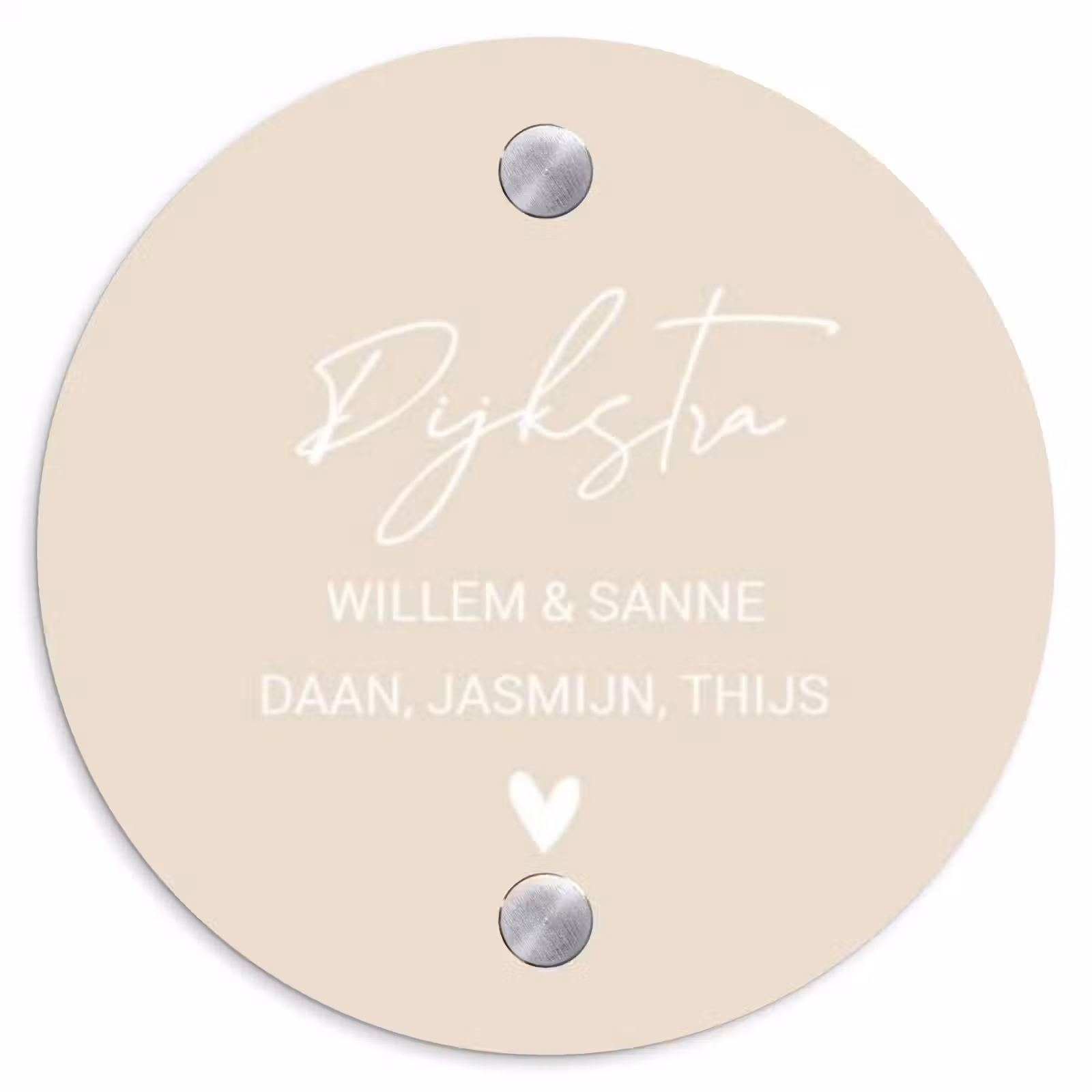 Naambordje voordeur - Rond - Effen - Beige - Sierlijk — 1