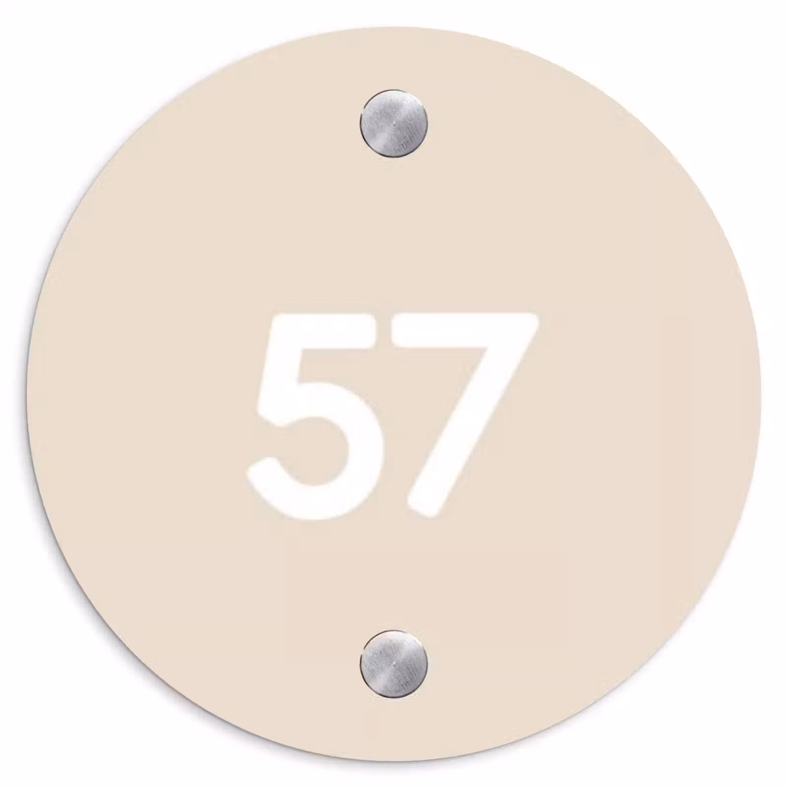 Naambordje voordeur - Rond - Effen - Beige - Traditioneel — 1
