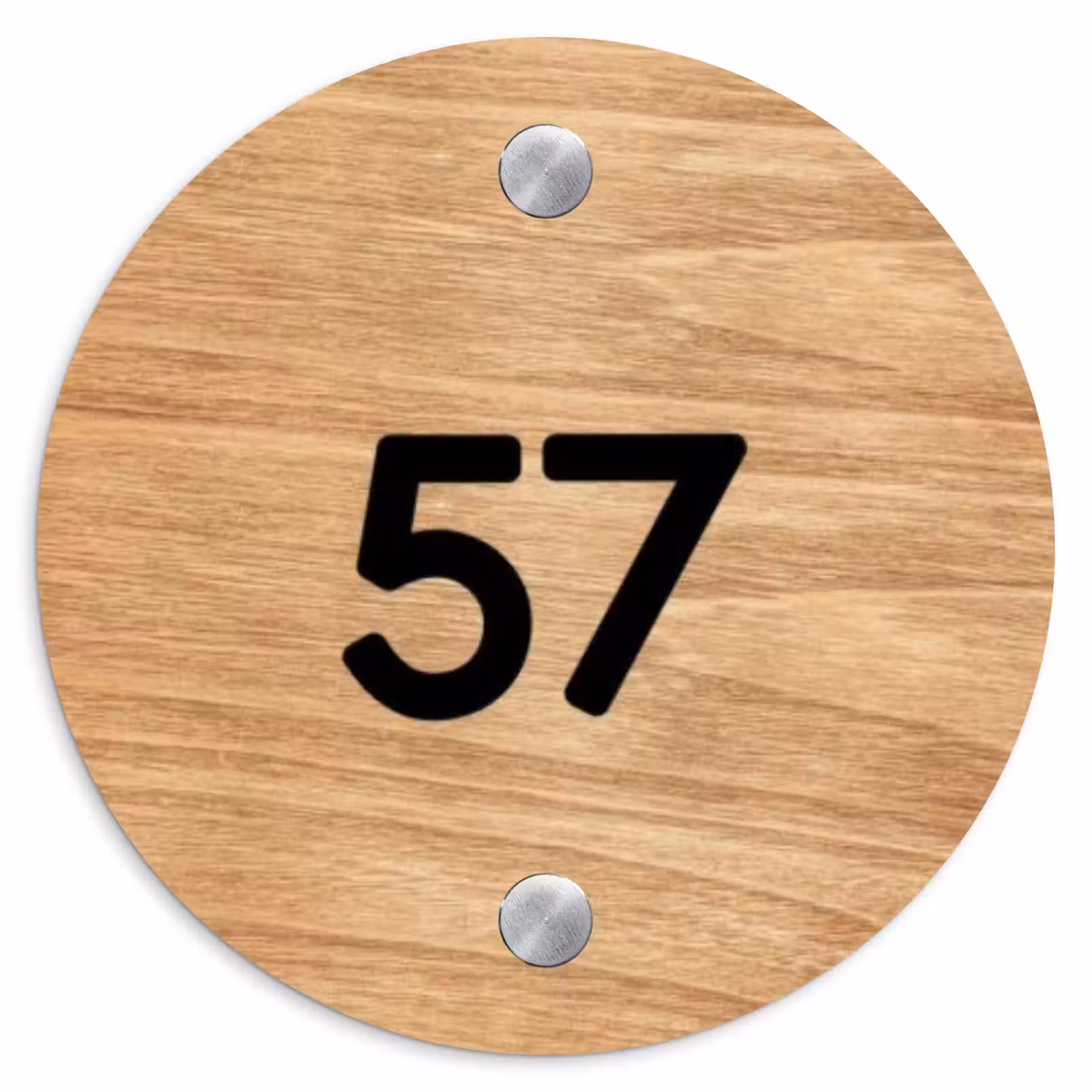Naambordje voordeur - Rond - Licht hout - Traditioneel — 1