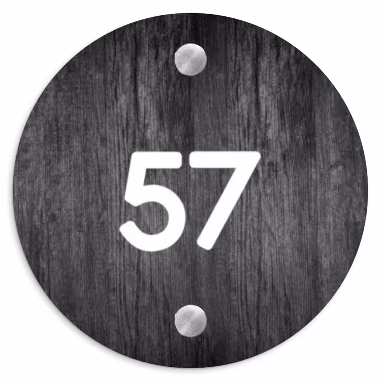 Naambordje voordeur - Rond - Donker hout - Traditioneel — 1