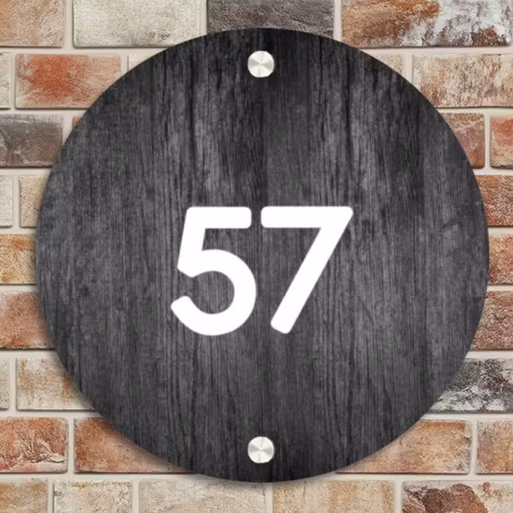 Naambordje voordeur - Rond - Donker hout - Traditioneel — 4