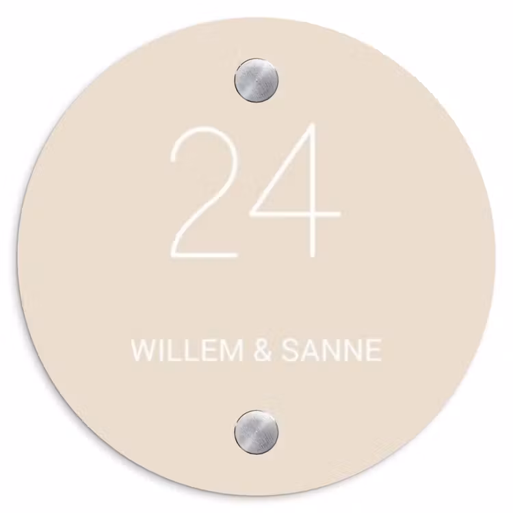 Naambordje voordeur - Rond - Effen - Beige - Klassiek — 1