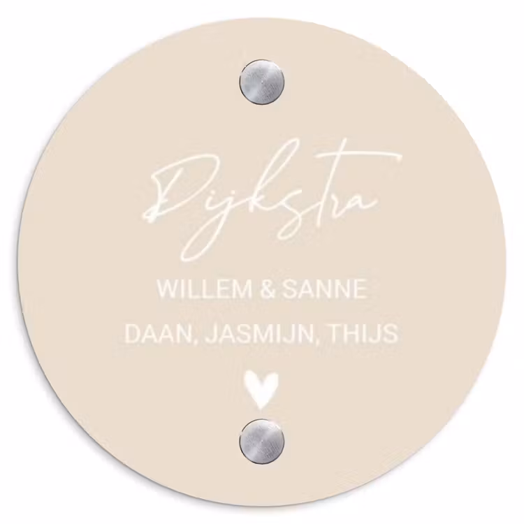 Naambordje voordeur - Rond - Effen - Beige - Sierlijk — 1