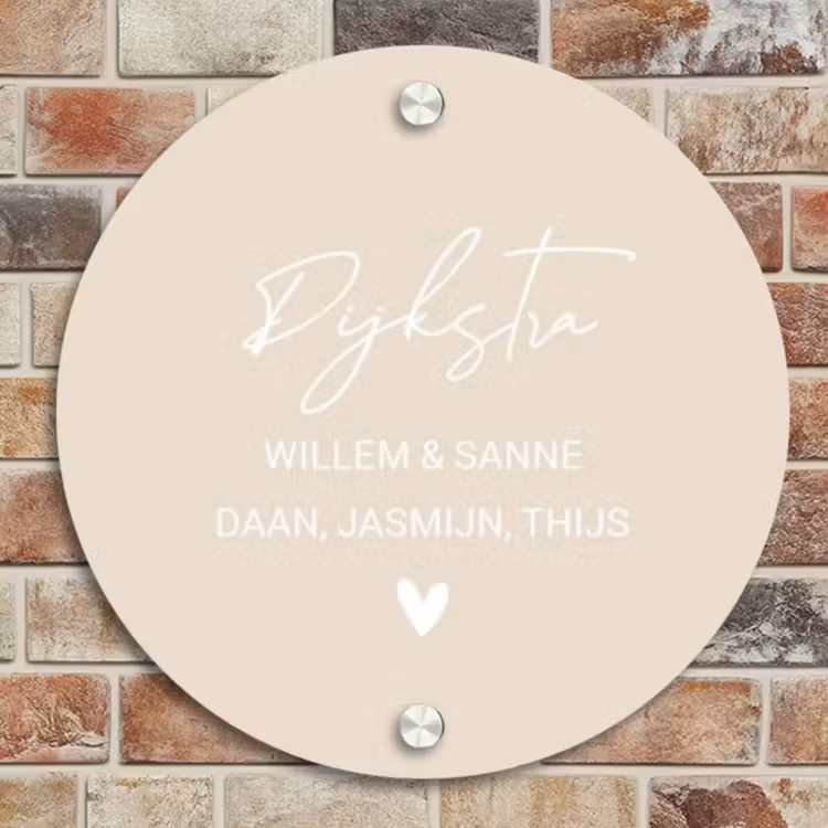 Naambordje voordeur - Rond - Effen - Beige - Sierlijk — 4